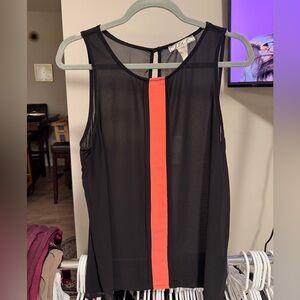 Chloe K Black and Pink Sheer Sleeveless Blouse